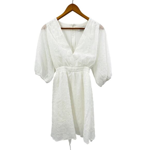 Petal & Pup white crepe puff sleeve mini dress - Picture 1 of 4